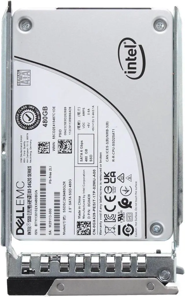 Alt view image 5 of 5 - Dell 480GB 6Gbps SATA RI TLC 7mm 2.5 SSD D3-S4520 (GX439-COL-OSTK)