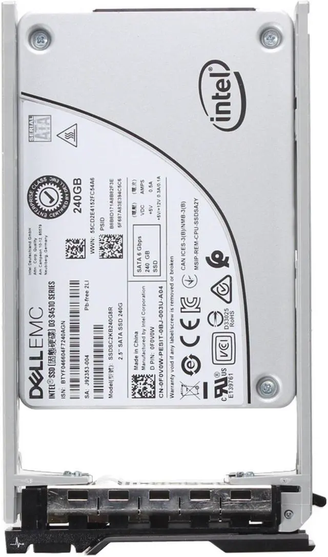 Alt view image 5 of 5 - Dell 240GB 6Gbps SATA RI TLC 7mm 2.5 SSD S4510 (F0V0W)