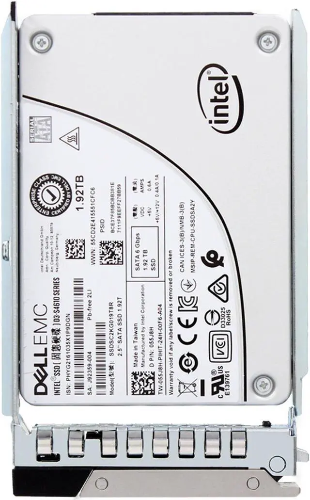 Alt view image 5 of 6 - Dell 1.92TB 6Gbps SATA MU TLC 7mm 2.5 SSD S4610 CPO (55J8H) -R