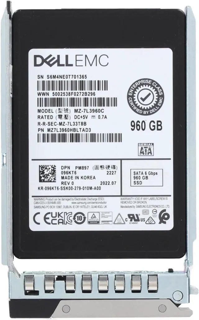 Alt view image 5 of 5 - 96KT6-CDL Dell 960GB 6Gbps SATA MU TLC 7mm 2.5 SSD PM897