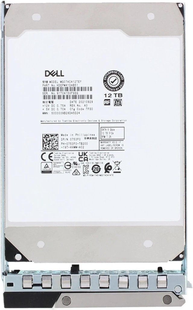 Alt view image 5 of 5 - 753F0-CP2 Dell 12TB 7.2K 512e 6Gbps SATA 3.5 HDD MG07ACA CPO