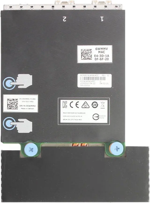 Alt view image 5 of 6 - Dell Broadcom 57414 Dual 25Gb SFP28 rNDC (6WMMV)