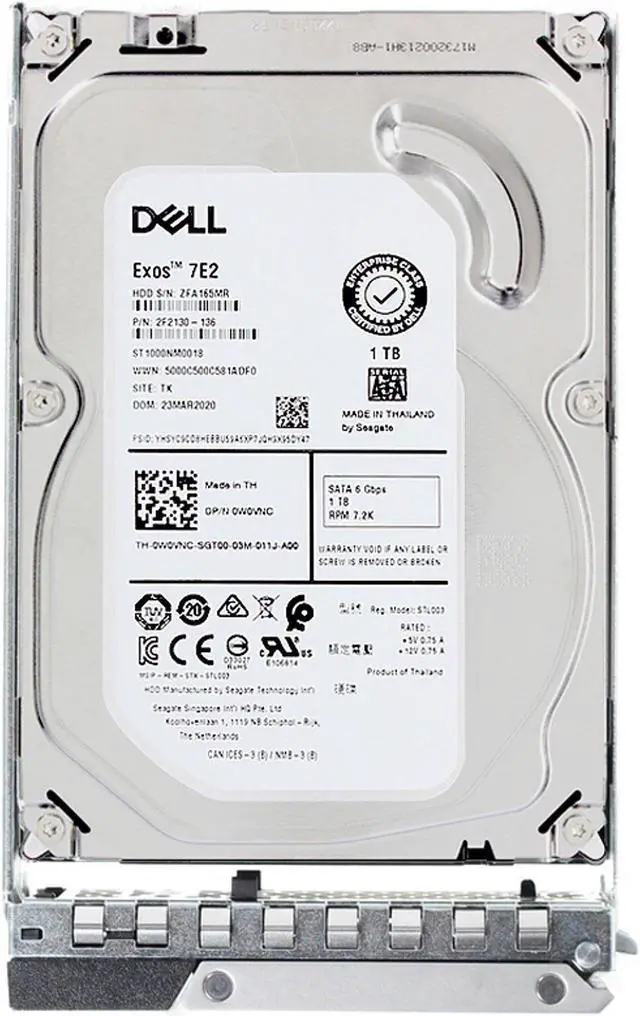Alt view image 5 of 5 - Dell 1TB 7.2K 6Gbps SATA 3.5 HDD 512n (W0VNC)