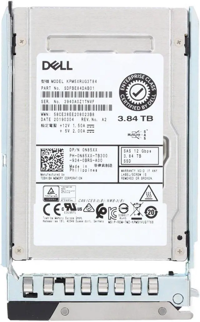 Alt view image 5 of 5 - Dell 3.84TB 12Gbps SAS RI TLC 2.5 SSD KPM5XRUG3T84 (KPM5XRUG3T84)