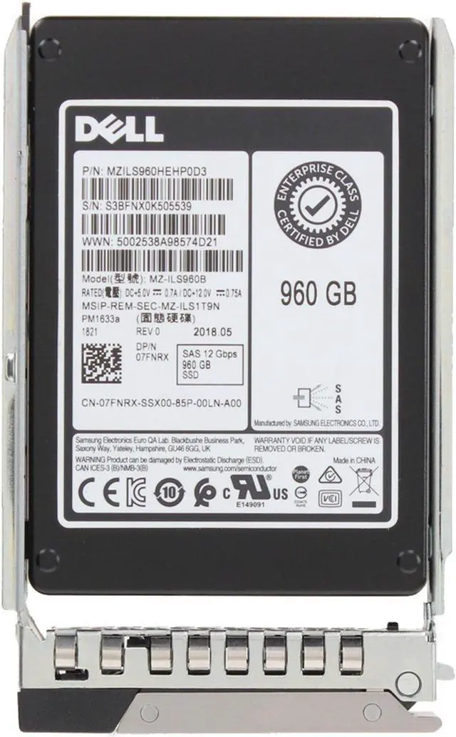 Alt view image 5 of 6 - Dell 960GB 12Gbps SAS RI TLC 2.5 SSD PM1633a CPO (7FNRX) -R