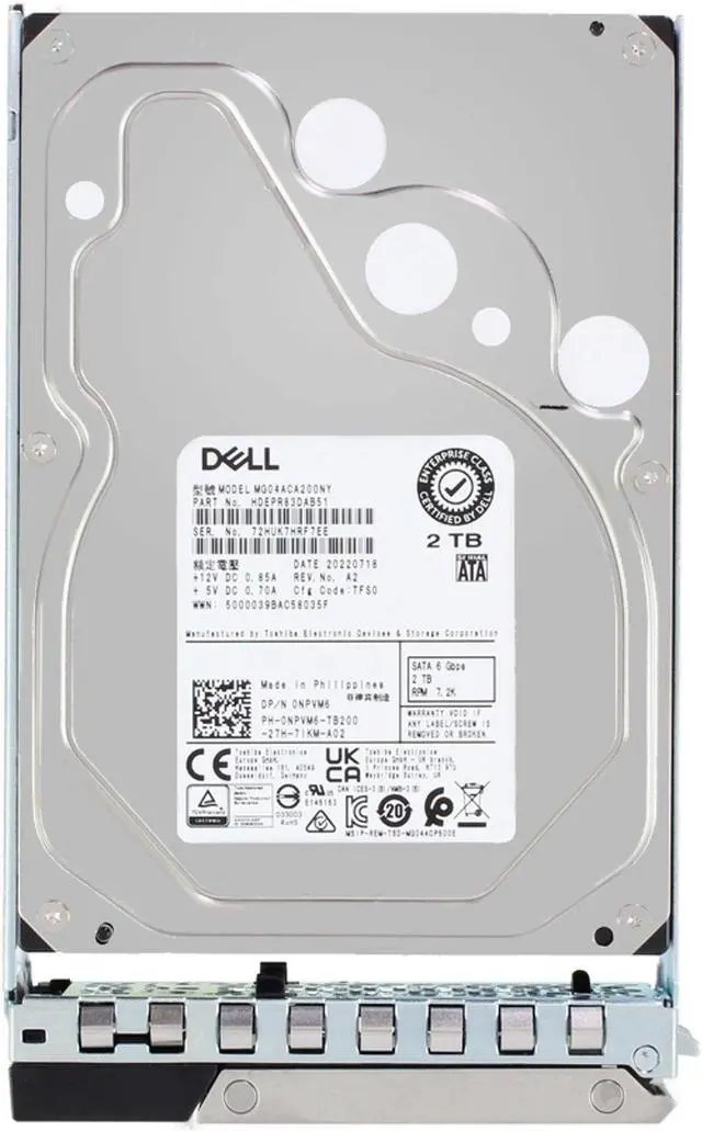 Alt view image 5 of 5 - Dell 2TB 7.2K 6Gbps SATA 3.5 HDD 512n (NPVM6)