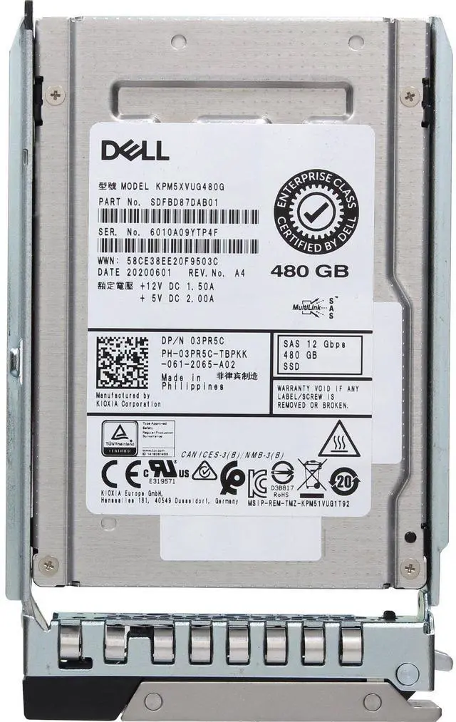 Alt view image 5 of 5 - Dell 480GB 12Gbps SAS MU TLC 2.5 SSD KPM5XVUG480G (ME4) (3PR5C)