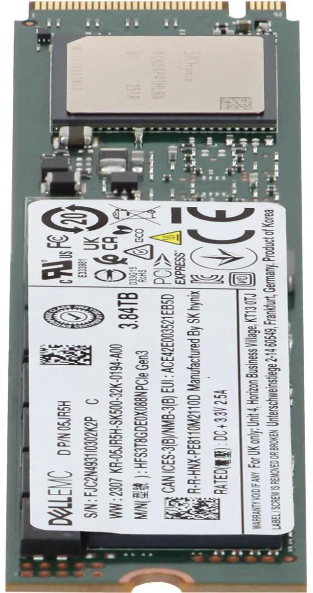 Alt view image 4 of 6 - Dell 3.84TB Gen3 NVMe TLC RI 22110 M.2 SSD PM8110 (5JR5H)