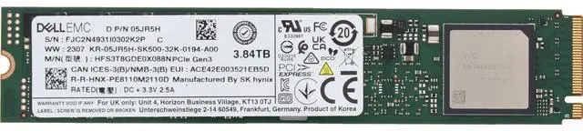 Alt view image 5 of 6 - Dell 3.84TB Gen3 NVMe TLC RI 22110 M.2 SSD PM8110 (5JR5H)