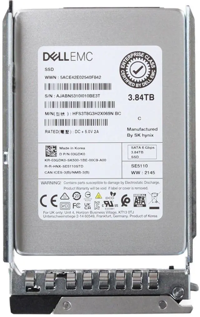Alt view image 5 of 5 - Dell 3.84TB 6Gbps SATA RI TLC 7mm 2.5 SSD SE5110 (3GDK0)