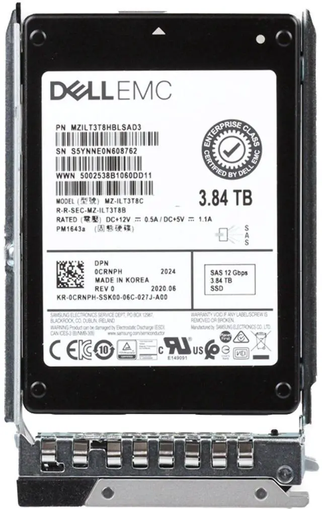 Alt view image 5 of 6 - Dell 3.84TB 12Gbps SAS RI TLC 2.5 SSD PM1643a (ME4) (CRNPH)