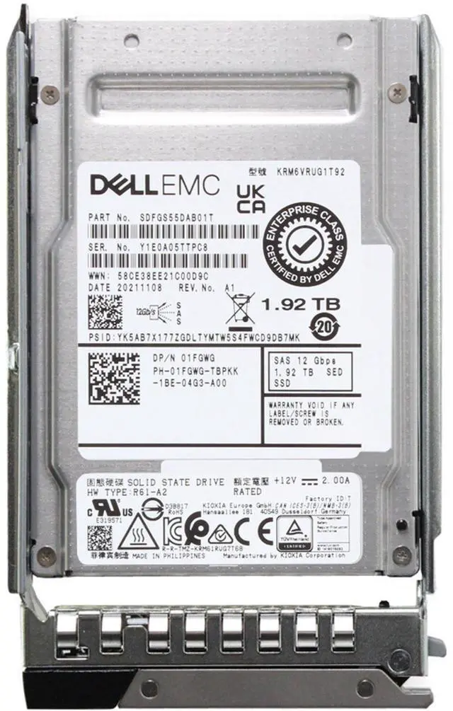 Alt view image 5 of 5 - Dell 1.92TB 12Gbs vSAS RI TLC SED 2.5 SSD KRM6VRUG1T92 (1FGWG)
