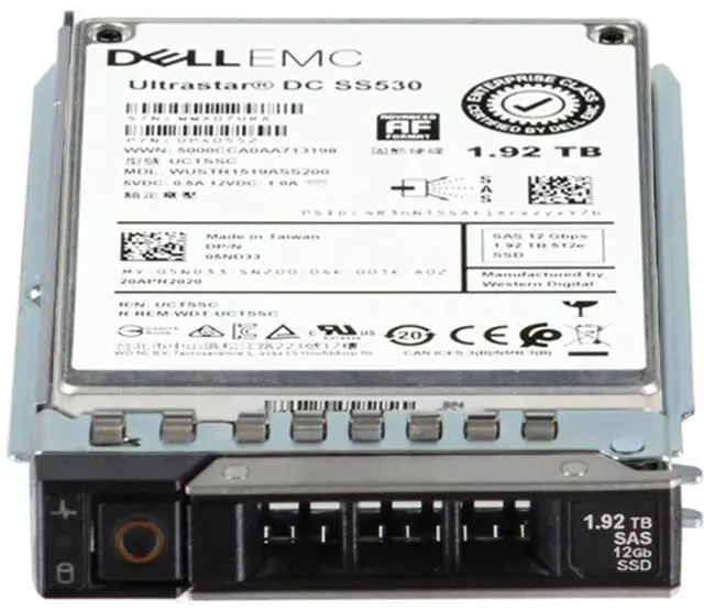 Alt view image 2 of 6 - Dell 1.92TB 12Gbps SAS RI TLC 2.5 SSD 512e DC SS530 (5ND33)