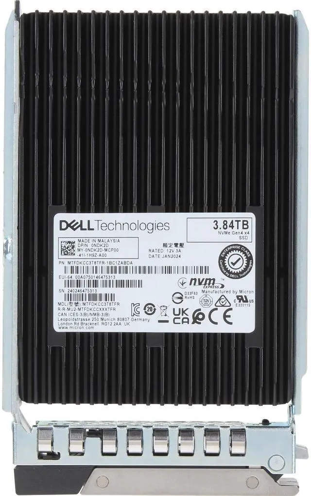 Alt view image 5 of 6 - Dell 3.84TB PCIe Gen4 NVMe RI TLC 2.5 SSD 7450 Pro (NDK2D)