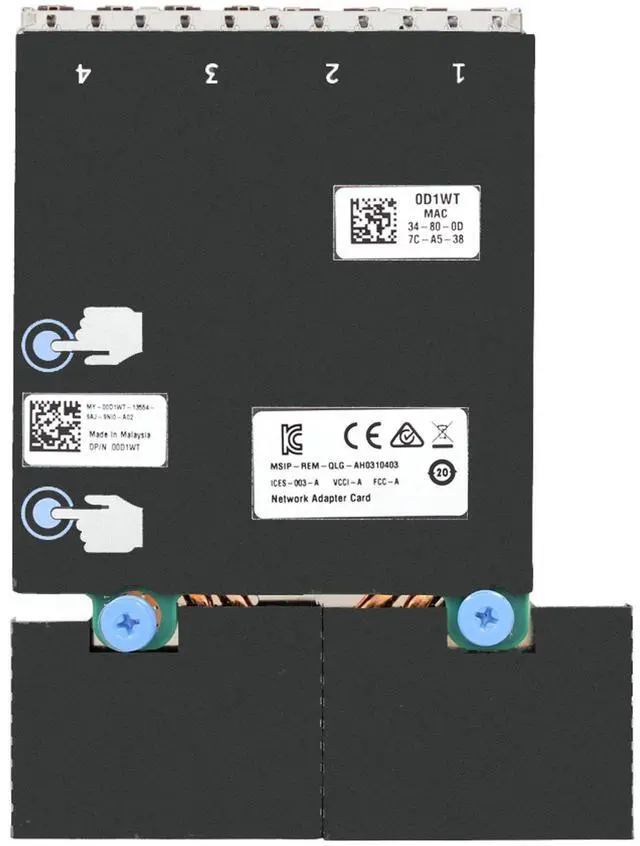 Alt view image 5 of 5 - Dell QLogic FastLinQ 41162 Dual 10Gb RJ45 & Dual 1Gb RJ45 rNDC (0D1WT)