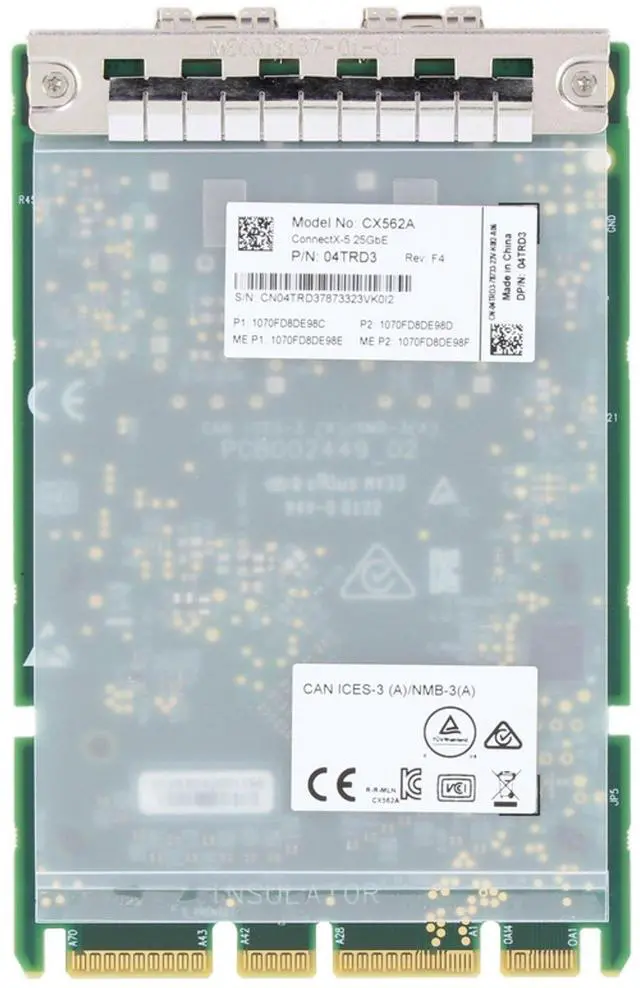 Alt view image 5 of 6 - Dell Mellanox ConnectX-5 CX562A Dual 10/25GbE SFP28 OCP 3.0 (4TRD3-CR)