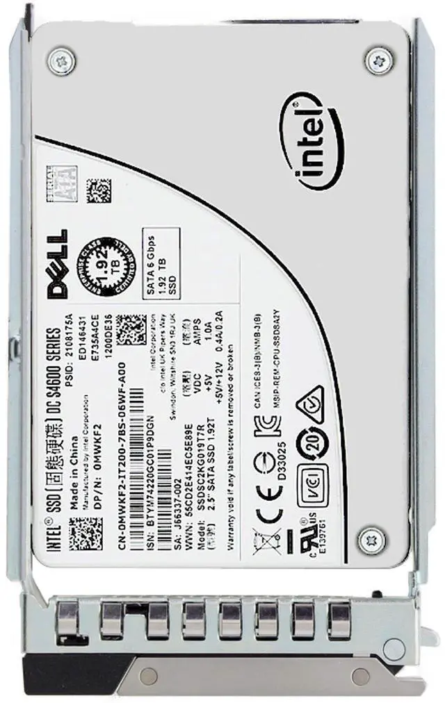 Alt view image 5 of 5 - Dell 1.92TB 6Gbps SATA MU TLC 2.5 SSD S4600 CPO (MWKF2) -CO3