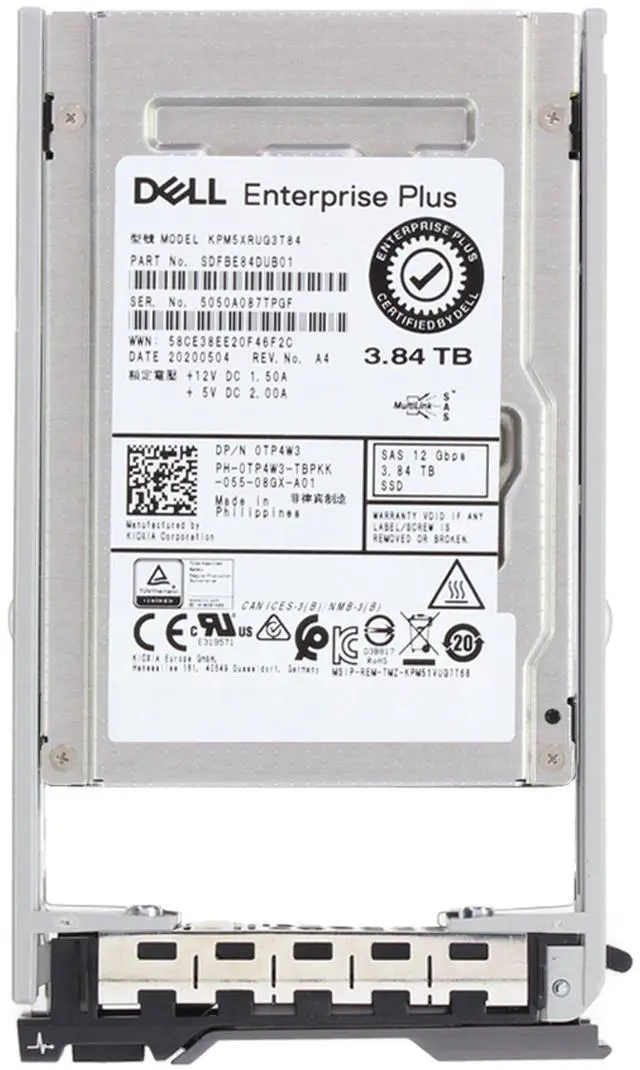 Alt view image 5 of 5 - Dell Enterprise Plus 3.84TB 12Gbps SAS RI TLC 2.5 SSD KPM5XRUG3T84 (Compellent) (TP4W3)