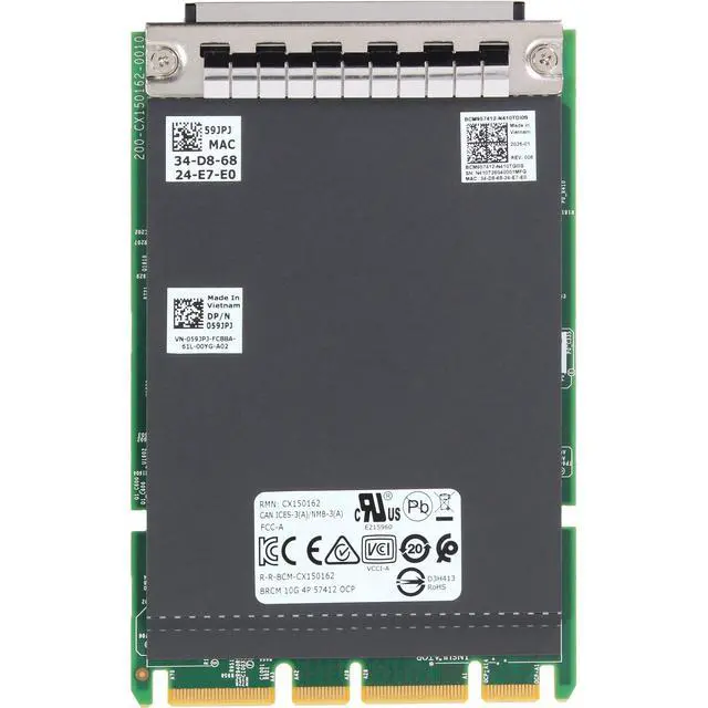 Alt view image 5 of 5 - Dell Broadcom 57412 Quad Port 10GbE RJ45 +Sec OCP 3.0 (59JPJ) -CR