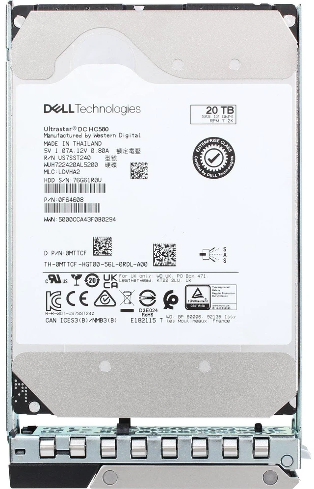 Alt view image 5 of 5 - MTTCF Dell 20TB 7.2K 512e 12Gbps NL SAS 3.5 HDD Ultrastar DC HC580