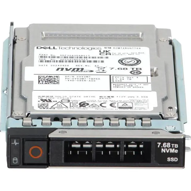 Alt view image 2 of 5 - VV2M7-CD1 Dell 7.68TB Enterprise NVMe Gen4 RI TLC 2.5 SSD CM7-R