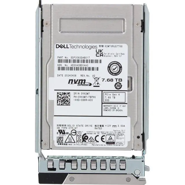 Alt view image 5 of 5 - VV2M7-CD1 Dell 7.68TB Enterprise NVMe Gen4 RI TLC 2.5 SSD CM7-R