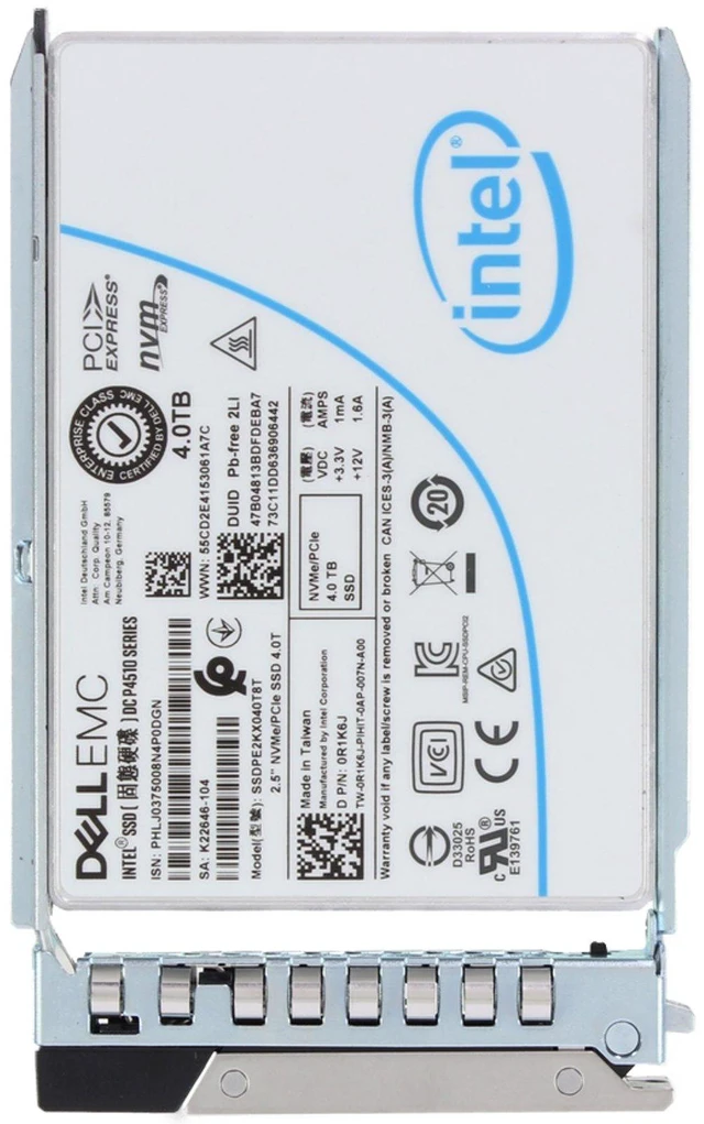 Alt view image 5 of 5 - R1K6J-CD1 Dell 4TB NVMe Gen3 RI TLC 2.5 SSD P4510