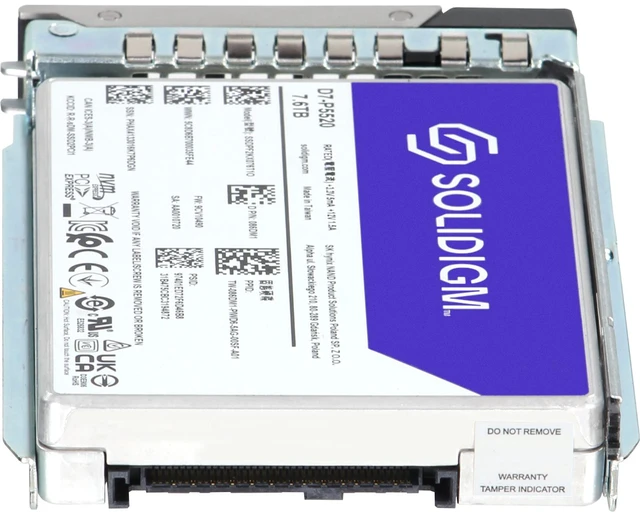 Alt view image 4 of 5 - 86DM1-CDL Dell Solidigm 7.68TB Enterprise NVMe Gen4 RI TLC SED 2.5 SSD D7-P5520
