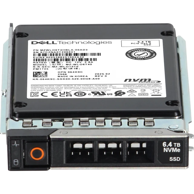 Alt view image 2 of 5 - 64K9C-CD1 Dell 6.4TB Enterprise NVMe Gen4 MU TLC 2.5 SSD PM1745