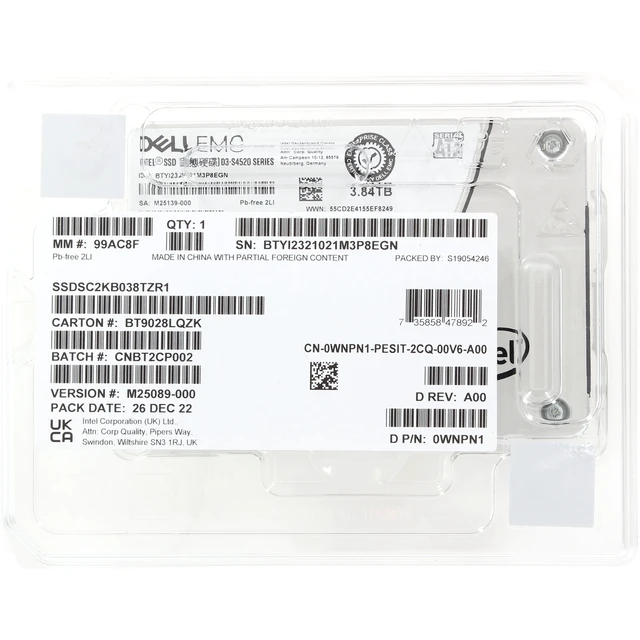 Alt view image 5 of 5 - WNPN1-CDN Dell 3.84TB 6Gbps SATA RI TLC 7mm 2.5 SSD D3-S4520