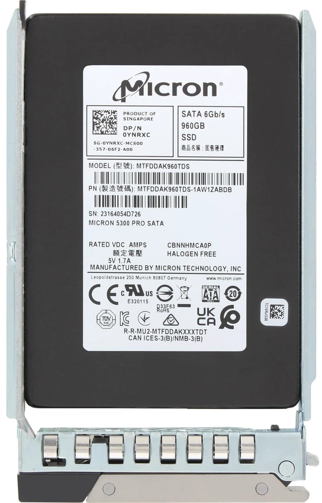 Alt view image 5 of 5 - YNRXC-CDN Dell 960GB 6Gbps SATA RI TLC 7mm 2.5 SSD 5300 Pro for Workstations