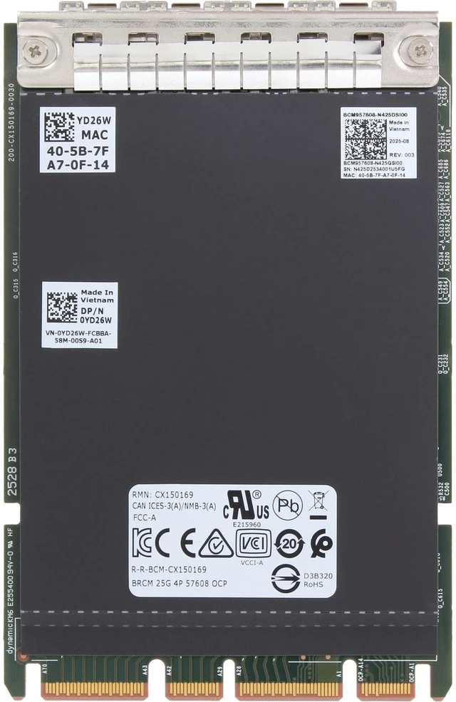Alt view image 5 of 5 - YD26W Dell Broadcom 57608 Quad Port 25GbE SFP28 OCP 3.0 -CR