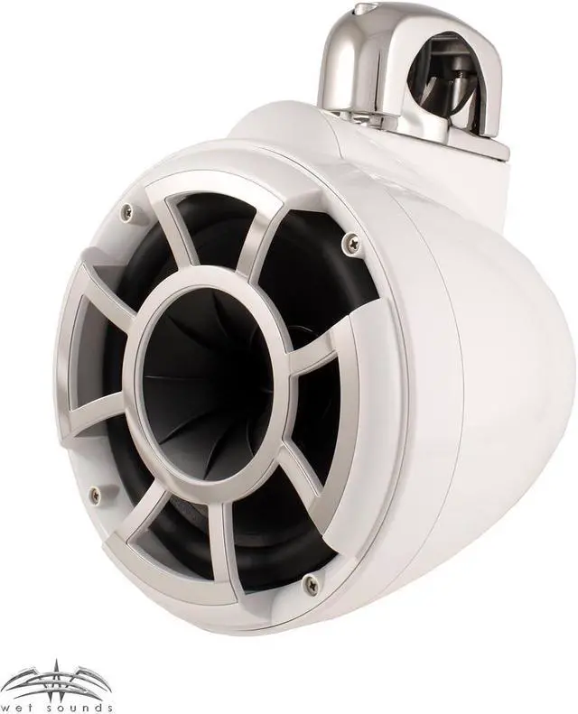Alt view image 4 of 4 - Wet Sounds REV8W-FC 8" White Tower Speakers with Stainless Steel Fixed Clamps & SYN-DX2 750 Watt Amplifier