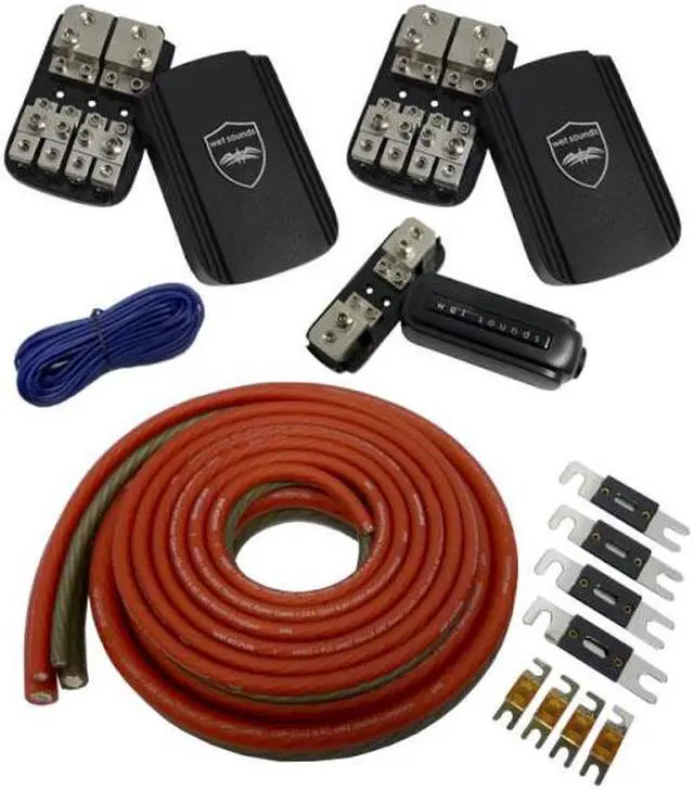 Alt view image 2 of 2 - WET SOUNDS WW-4 AMP KIT REAR Wet Sounds 1/0 Gauge True Spec 100% OFTC Power Wiring Kit for up to 4 Amplifiers - Rear