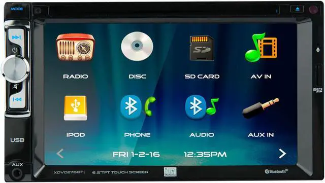Alt view image 9 of 20 - Dual XDVD276BT 6.2" LCD Touch Screen Double Din Car Stereo