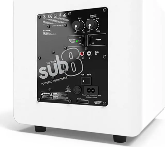 Alt view image 9 of 9 - Kanto SUB8 8-inch Powered Subwoofer, Matte White