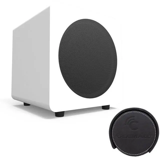 Alt view image 2 of 4 - Kanto YU6MW YU6 White Powered Speakers (Pair), SUB8 8" 250W White Powered Sub, and SP32PLW 32" Speaker Stand Pair, White
