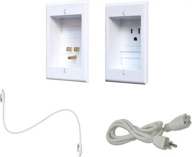 Alt view image 2 of 4 - Kanto PT400 Tv Mounting package W/ Single outlet thru wall power kit