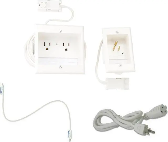 Alt view image 2 of 4 - Kanto PT400 Tv Mounting package W/ DUAL outlet thru wall power kit And HDMI Cable