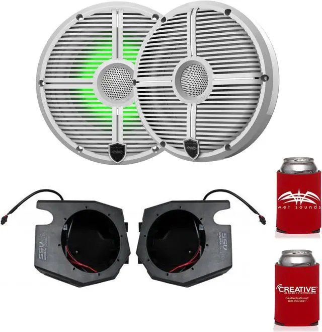 Main image of Wet Sounds RECON 6-XWW RGB 6.5" White Grill RGB Marine Speakers with RZ4-F65U 2014+ Polaris RZR Front Kick Pods