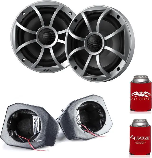 Main image of Wet Sounds RECON 6-S 6.5" Silver Grill Marine Speakers with RG4-F65U Ranger XP1000 2018 and up Front Speaker Pods