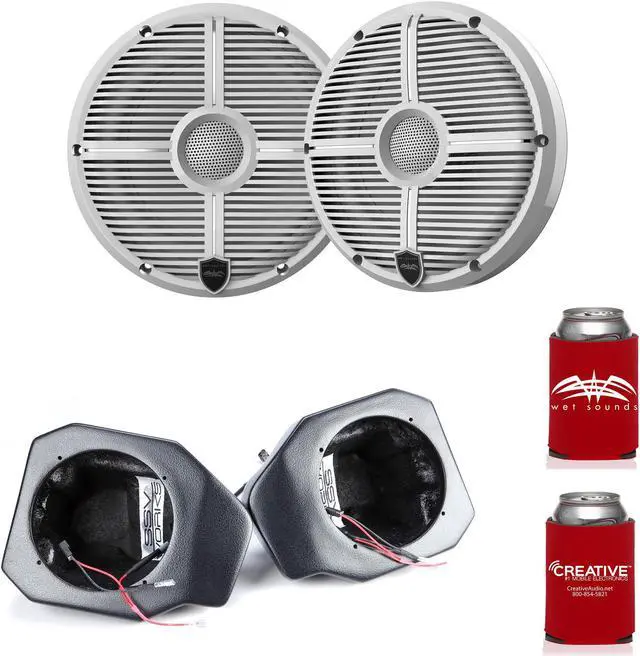 Main image of Wet Sounds RECON 6-XWW 6.5" White Grill Marine Speakers with RG4-F65U Ranger XP1000 2018 and up Front Speaker Pods