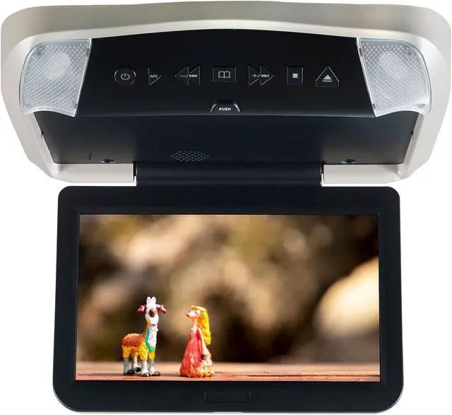 Main image of Audiovox VODP10 Overhead Monitors with 2 Wireless Headphones, DVD Players with Three Snap-on Bezels in Black, Shale and Pewter