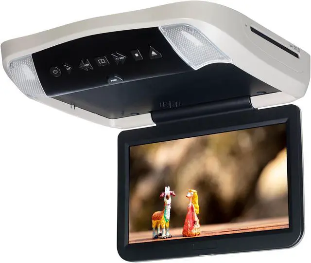 Alt view image 3 of 4 - Audiovox VODP10 Overhead Monitors with 2 Wireless Headphones, DVD Players with Three Snap-on Bezels in Black, Shale and Pewter