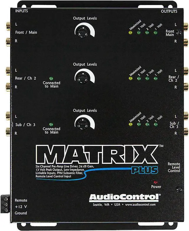 Alt view image 2 of 3 - AudioControl MATRIX PLUS 6-Ch Line Driver w/ Level Control & ACR-1 Dash Remote