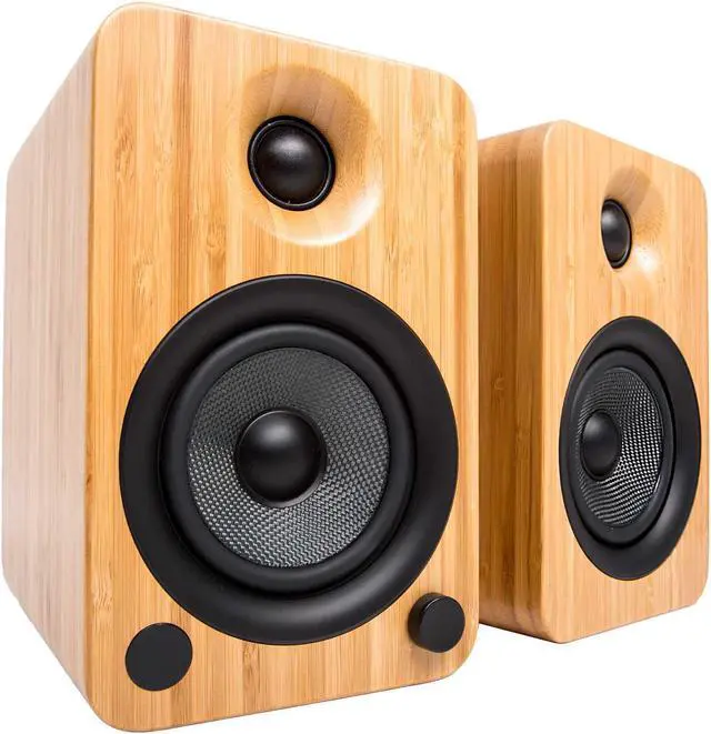 Alt view image 18 of 20 - Kanto YU4 Powered Bookshelf Speakers with Built-In Bluetooth - Pair (Bamboo)
