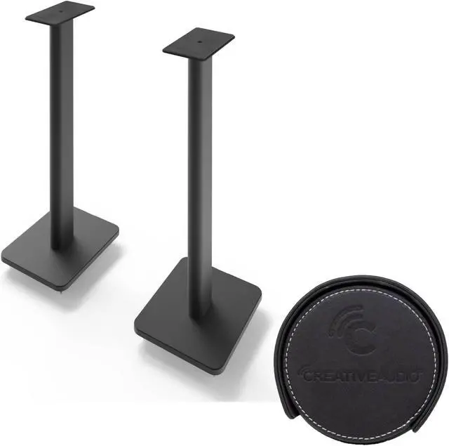 Alt view image 2 of 4 - Kanto YU6MB YU6 Matte Black 200 Watt Peak Powered Speakers, Pair, and SP26PL Pair of 26" Floor Speaker Stands, Black