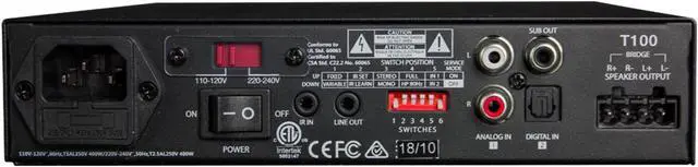 Alt view image 2 of 2 - Current Audio 2-Channel class D amp with IR learning, sub-out, stereo, bridged-mono or multiple amps. 4-8ohm, 100-150W.