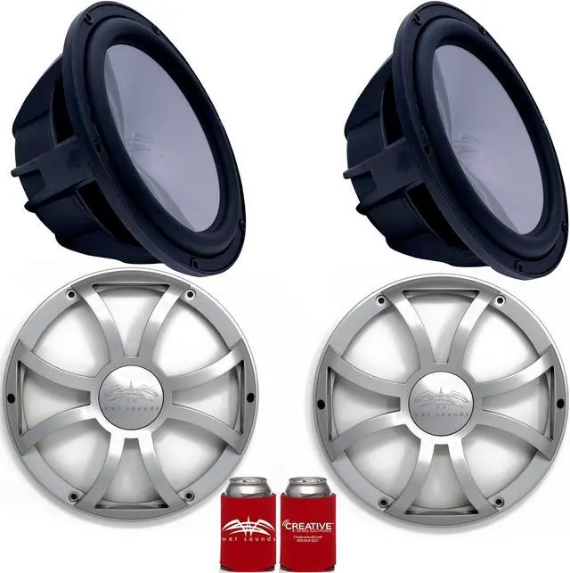 Main image of Wet Sounds (2) REVO8FA-B 8" 4 ohm Black Subwoofer with (2) REVO8XS-SGRILL Silver XS Open Style Grill