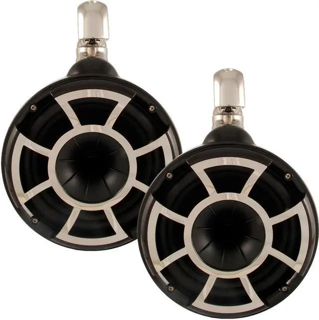 Alt view image 2 of 4 - Wet Sounds REV8B-SC 8" Black Tower Speakers with Stainless Steel Swivel Clamps & SYN-DX2 750 Watt Amplifier